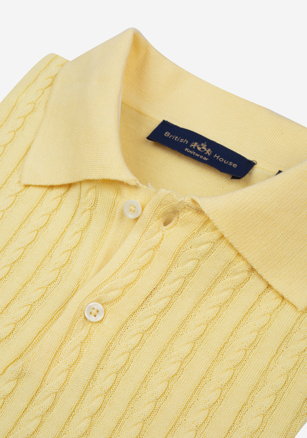Glow Yellow Braided Knitted Polo Shirt