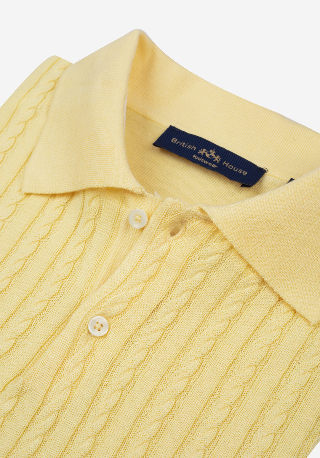 Glow Yellow Braided Knitted Polo Shirt