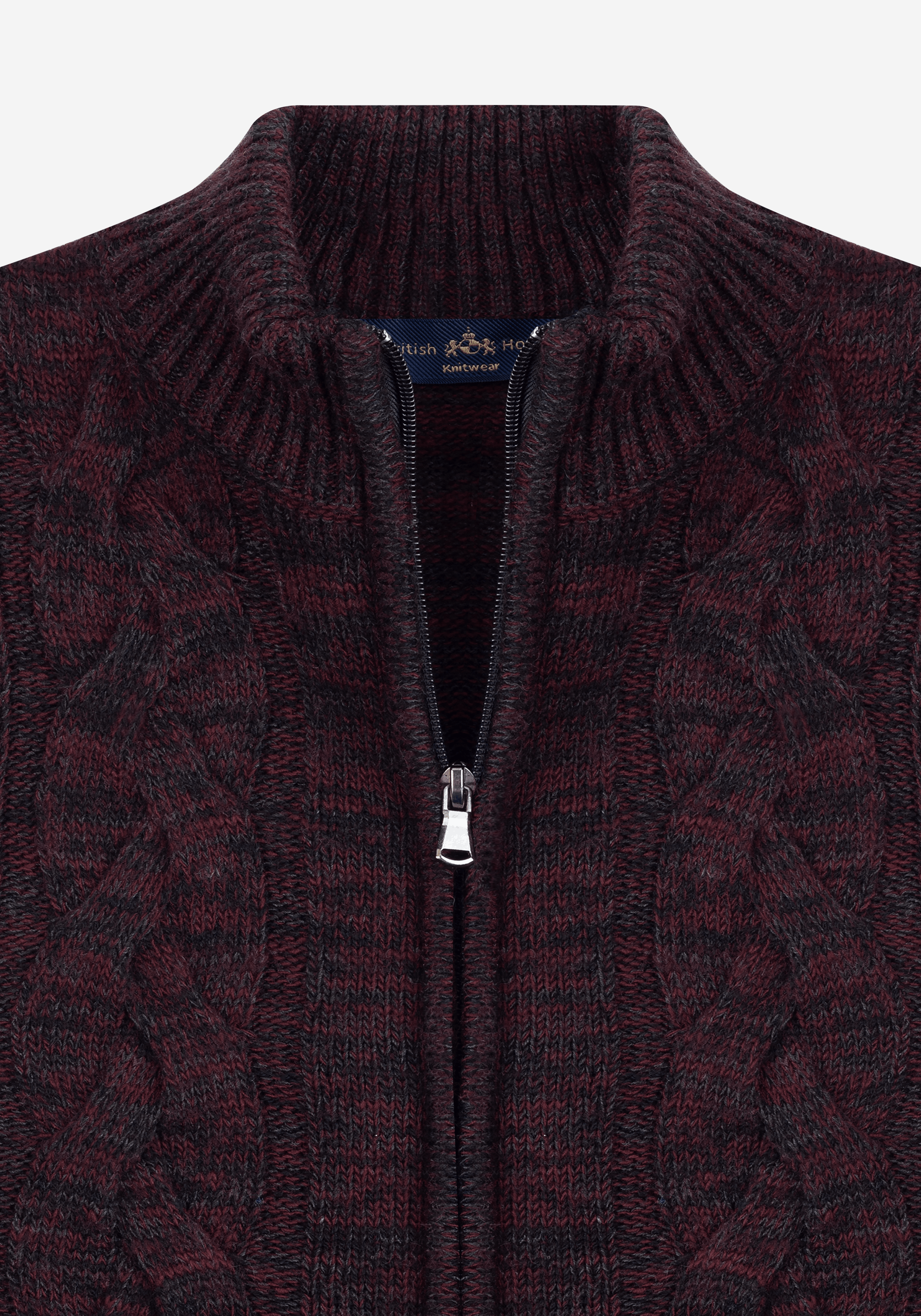 Rustic Burgundy Braided Zipped Pullover