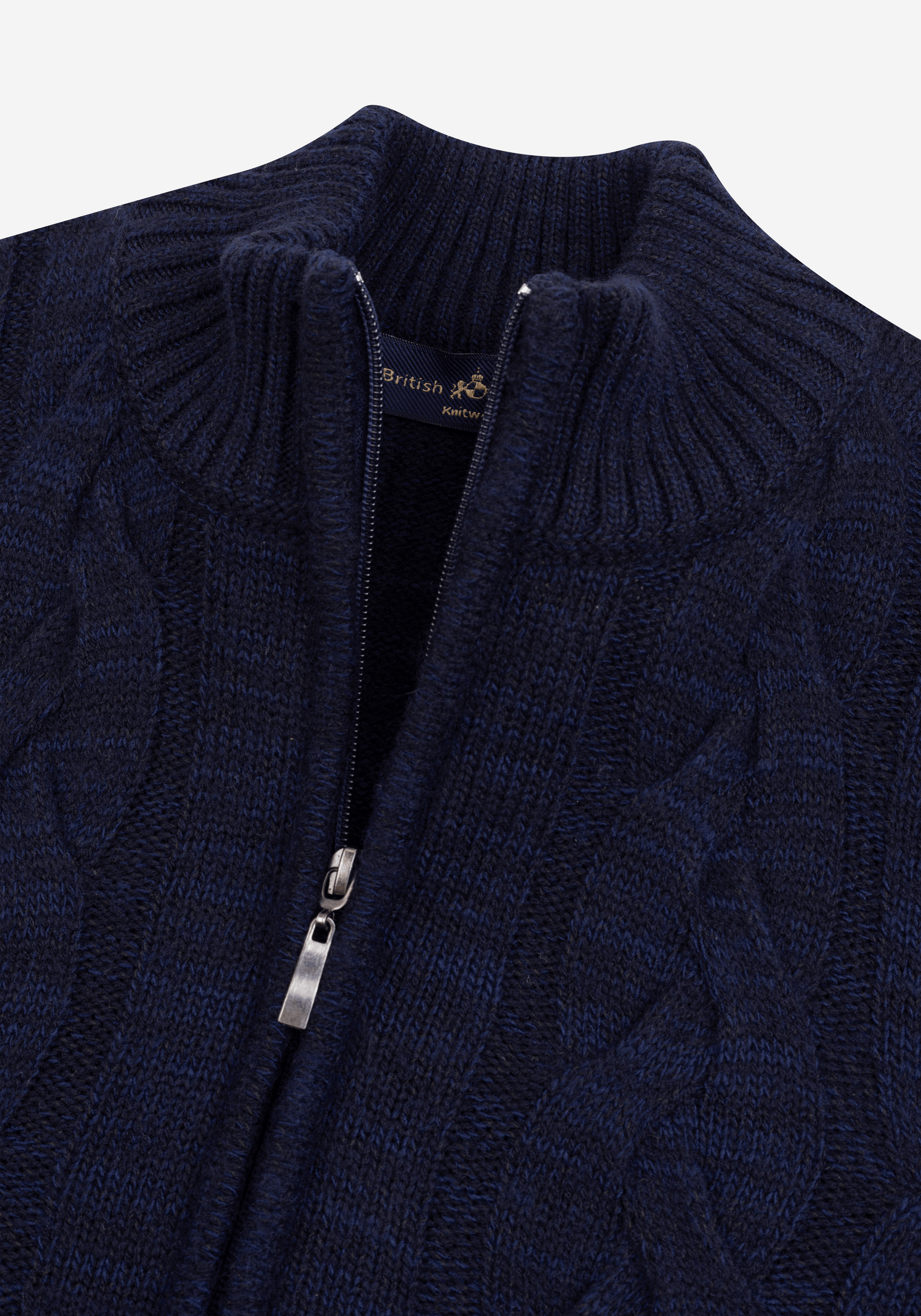 Midnight Navy Braided Zipped Pullover