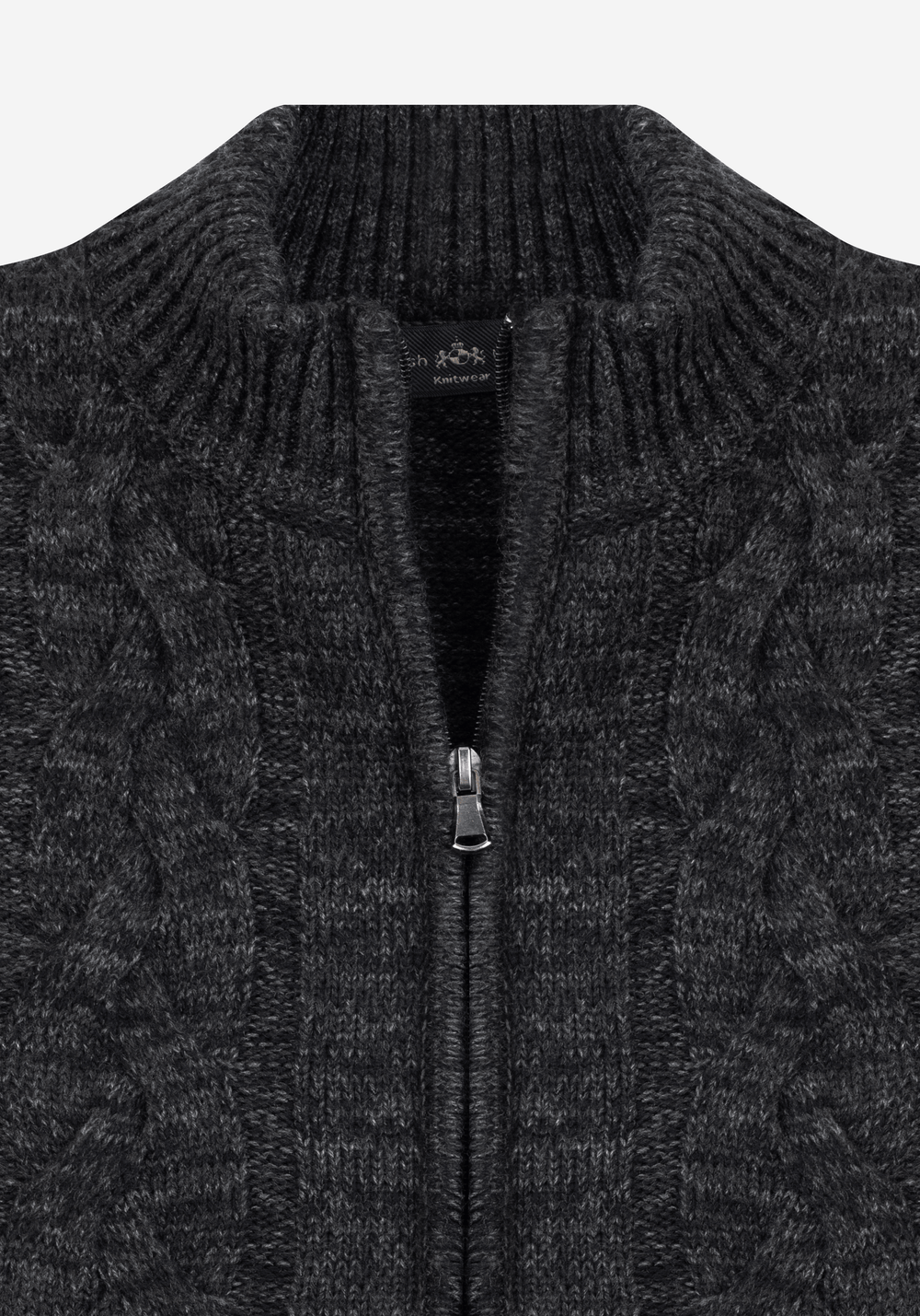 Carbon Black Braided Zipped Pullover
