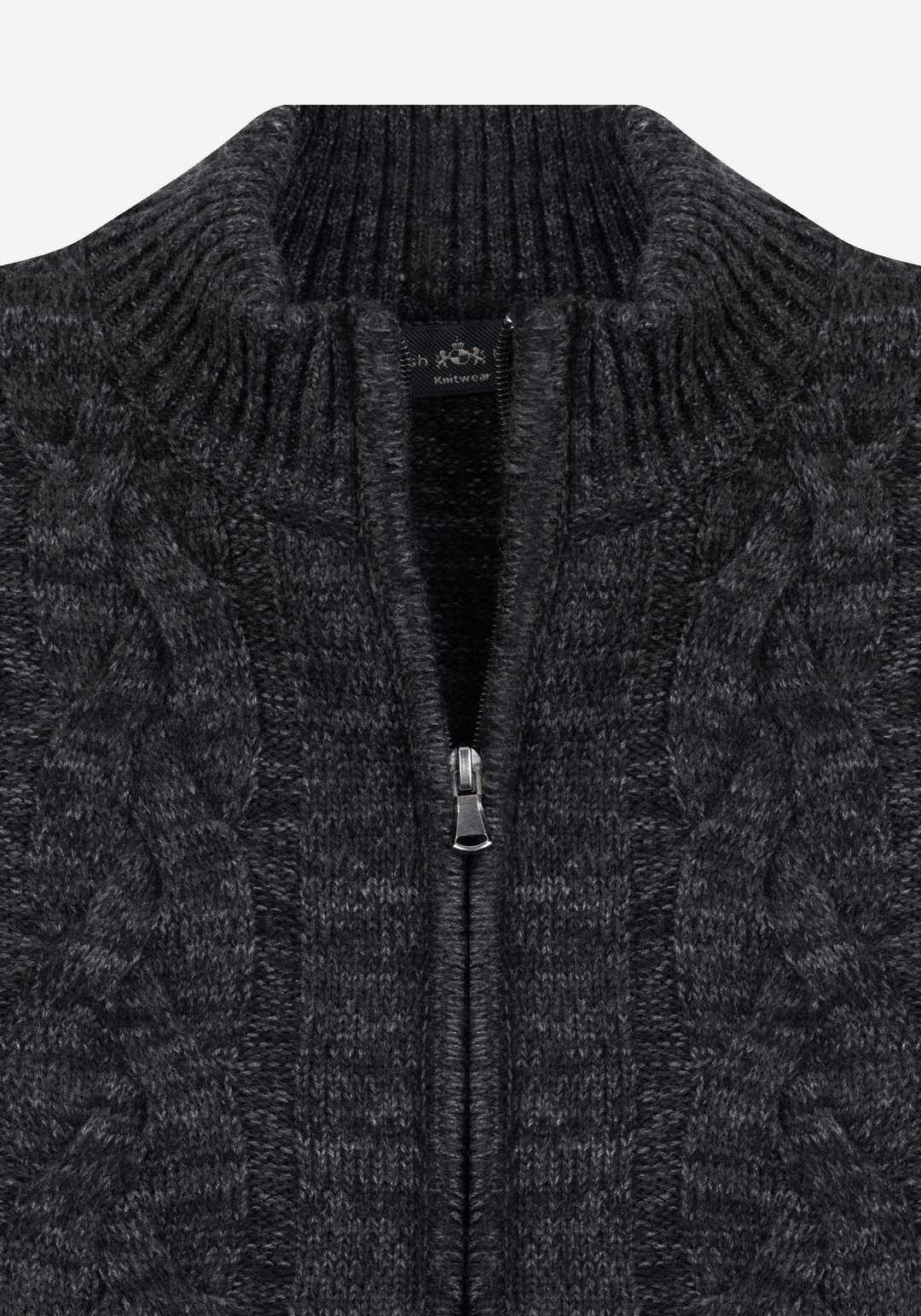 Carbon Black Braided Zipped Pullover