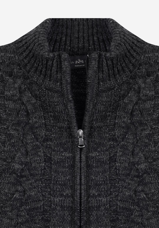 Carbon Black Braided Zipped Pullover