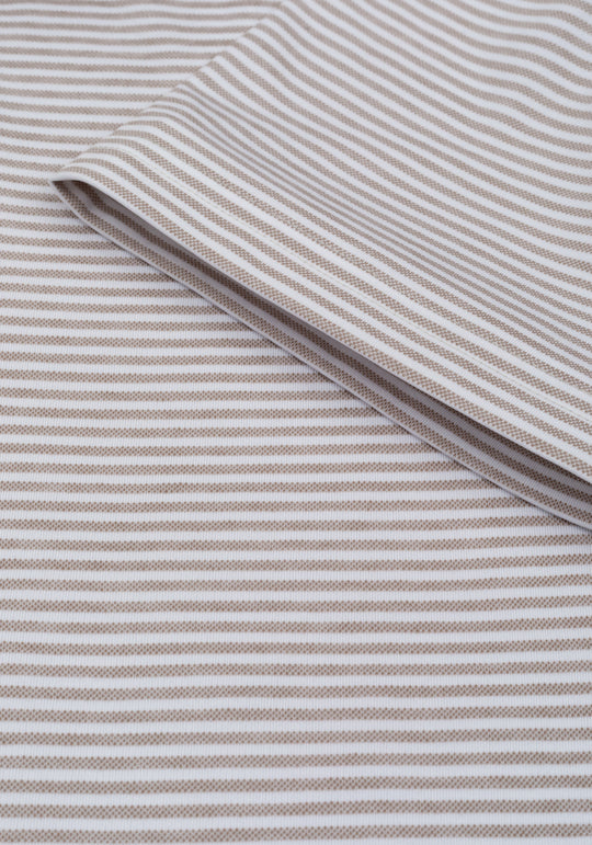 Dusty Beige Stripe Cotton Polo Shirt