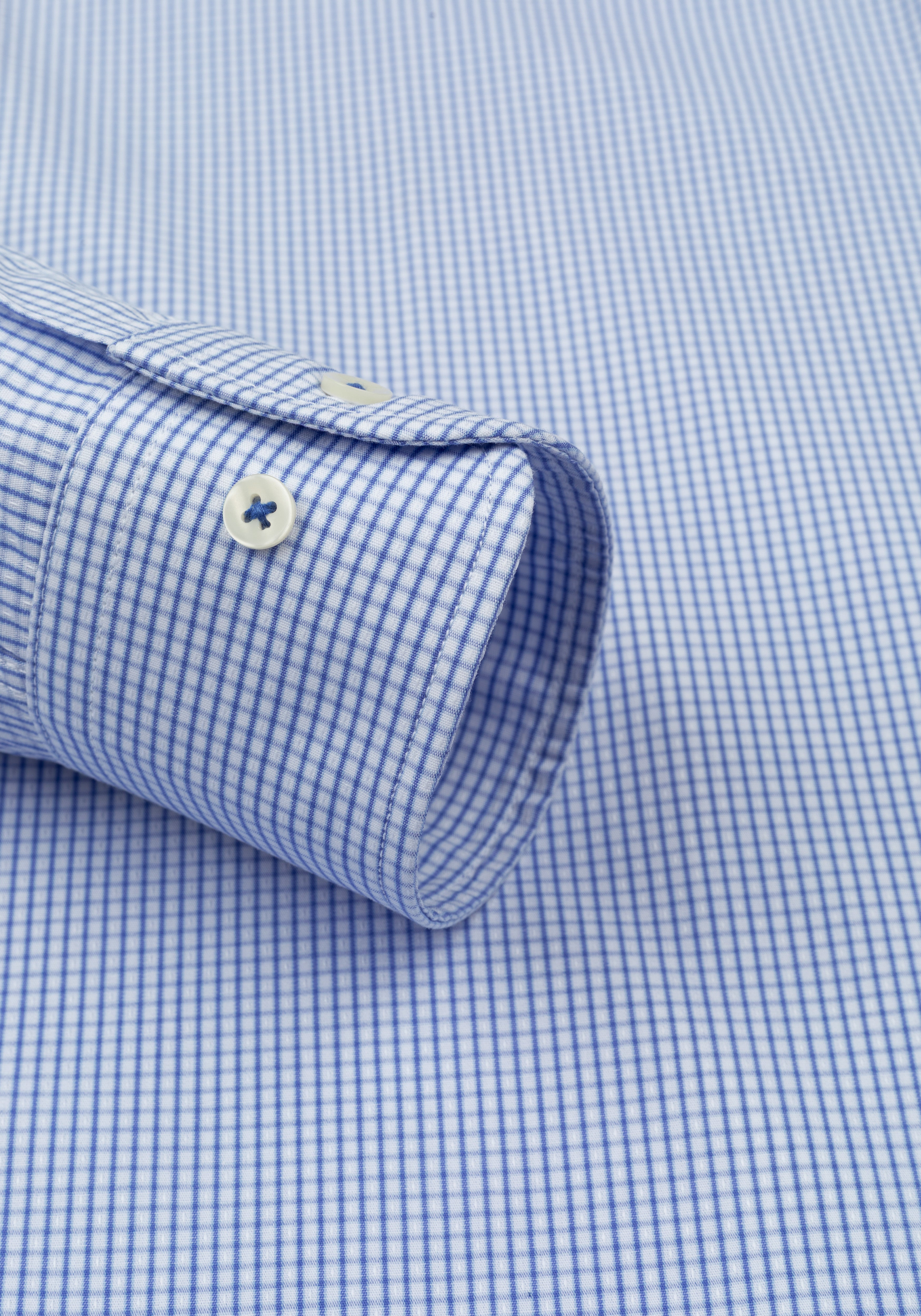 Blossom Blue Checked Basket Weave Shirt