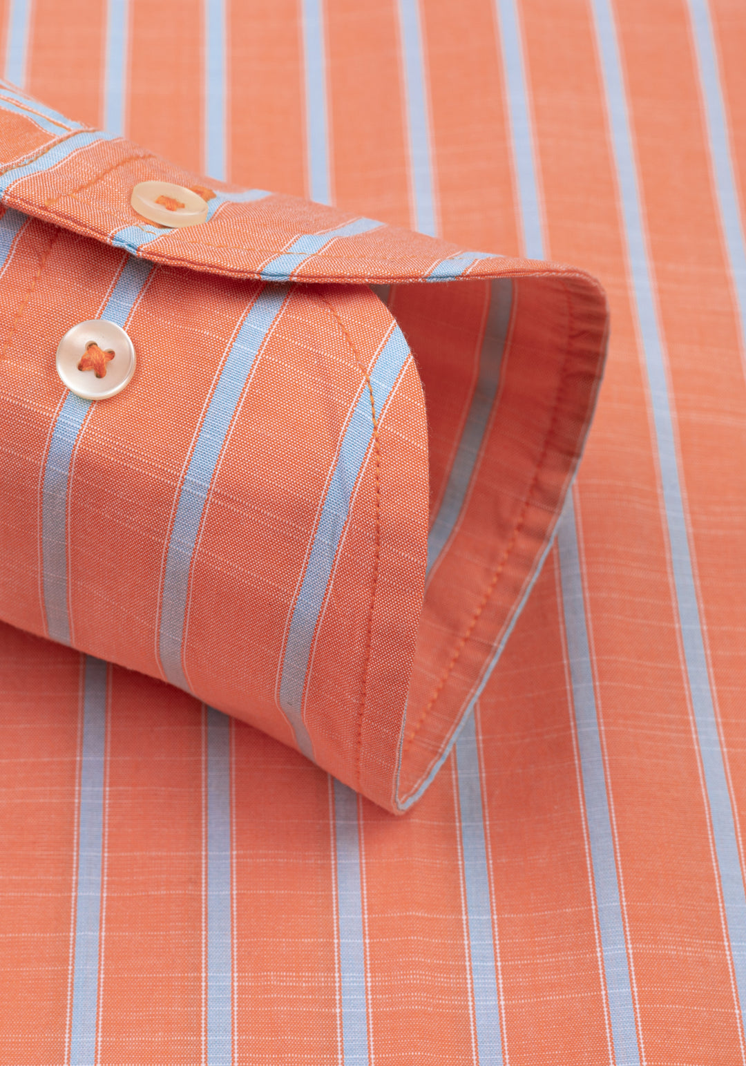 Coral Orange Stripe Washed Signature Chambray Shirt