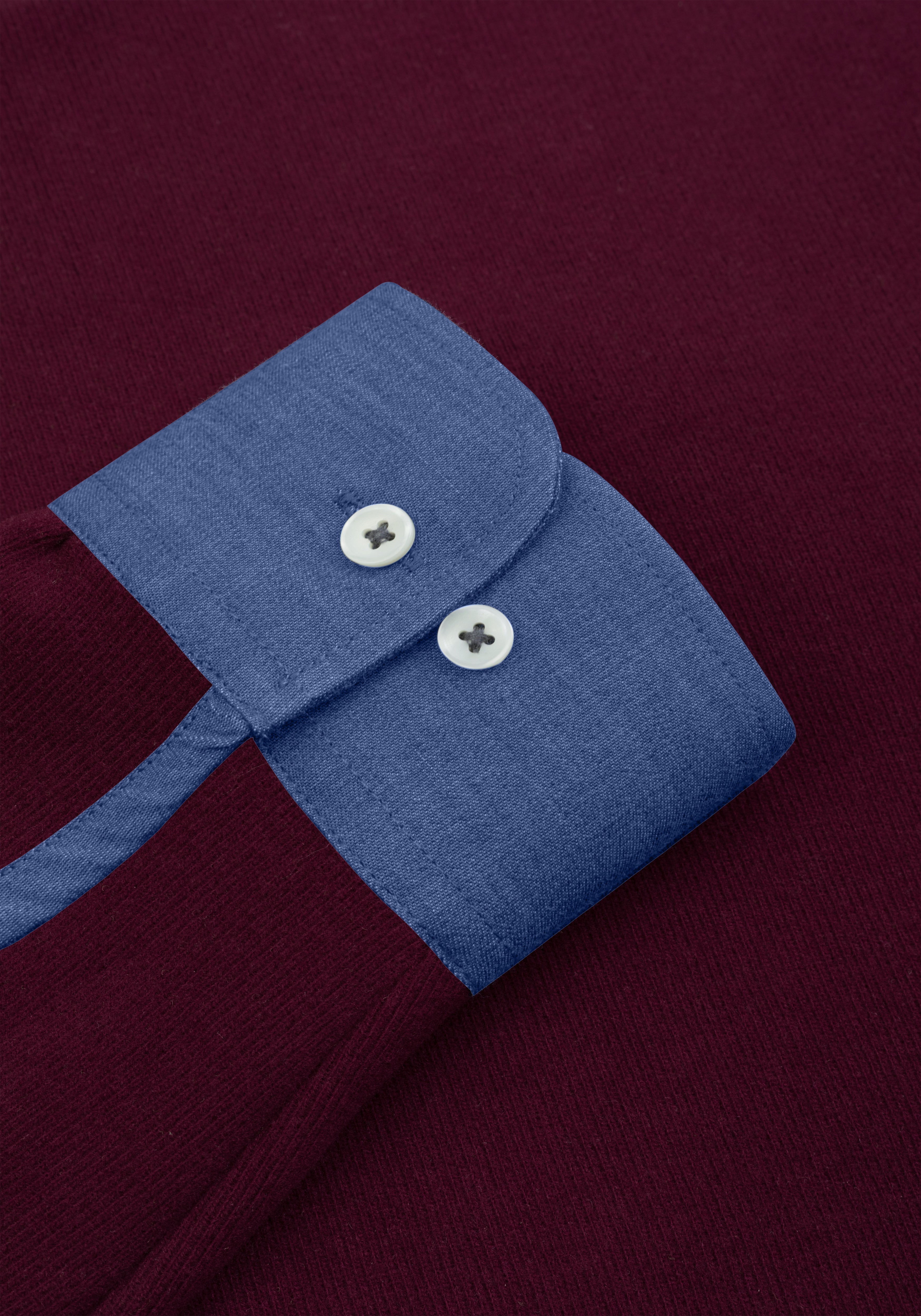 Midnight Burgundy Cotton Polo Shirt - Long Sleeve