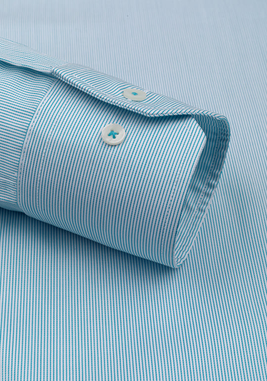 Arctic Turquoise Stripe Signature Twill Shirt