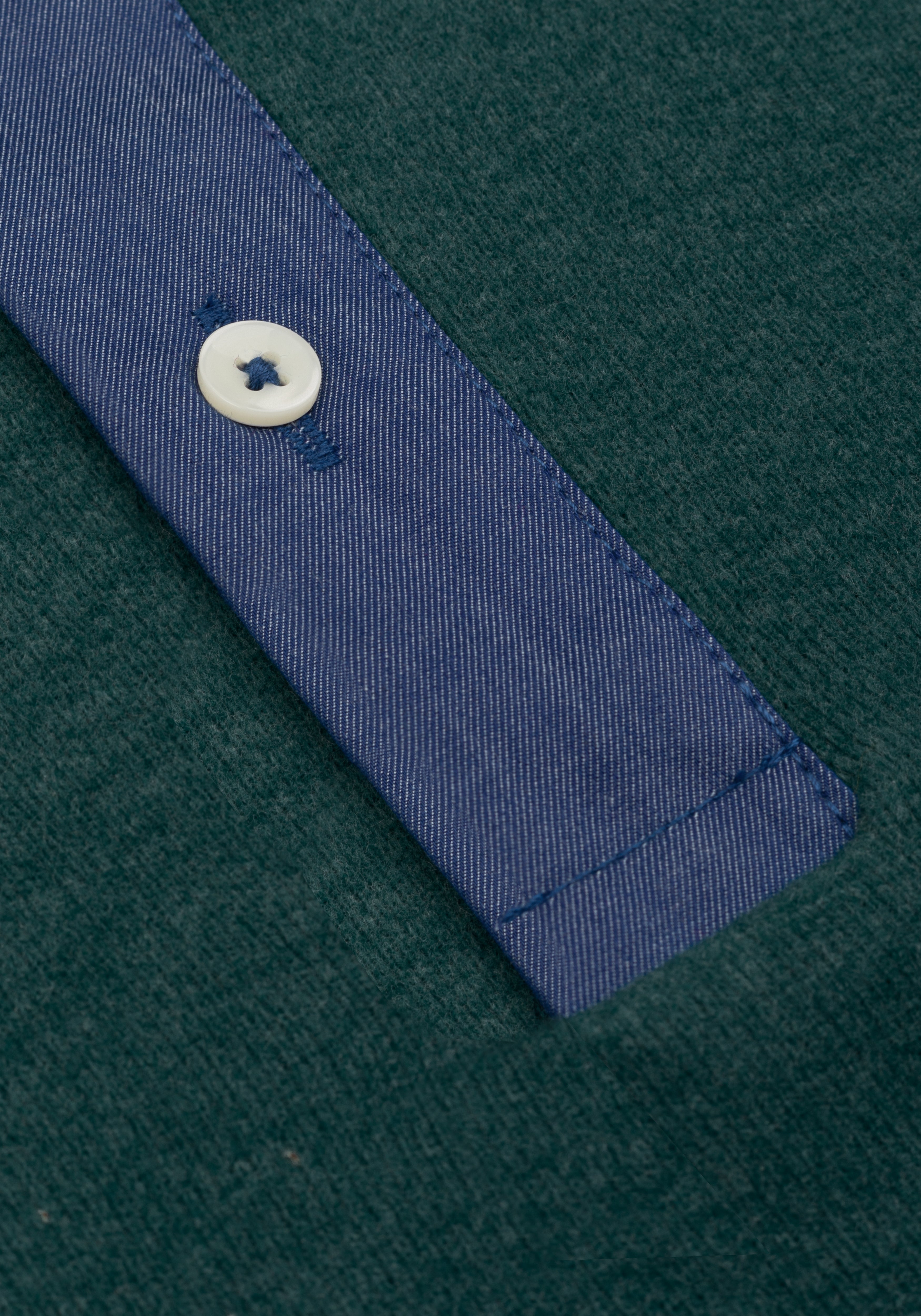 Forest Green Cotton Polo Shirt - Long Sleeve