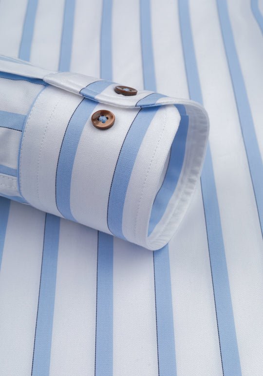 Frosted Blue Stripe Signature Twill Shirt