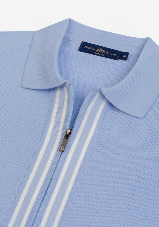 Powder Blue Zip Cotton Pullover