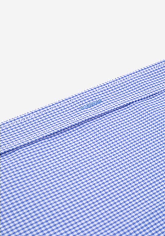 Majesty Blue Checked Cotton Lycra Shirt