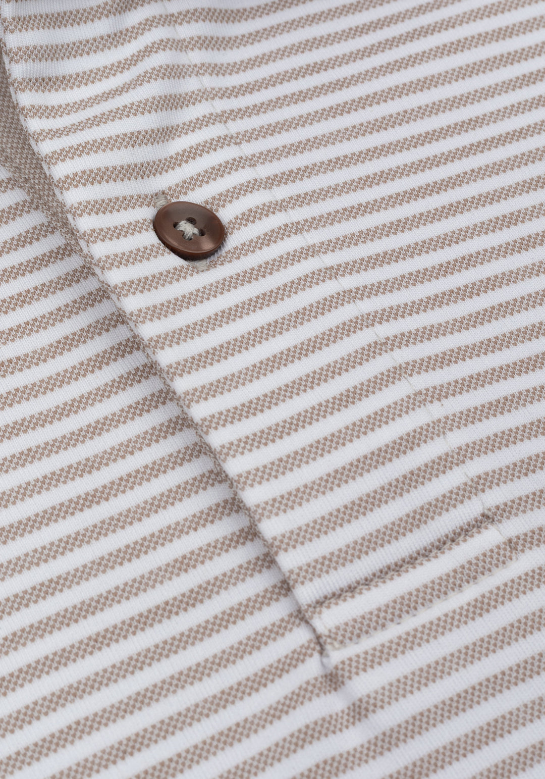 Flax Beige Stripe Cotton Polo Shirt