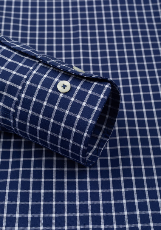 Windsor Navy Checked Poplin Shirt
