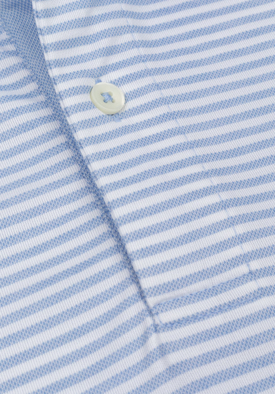 Powder Blue Stripe Cotton Polo Shirt