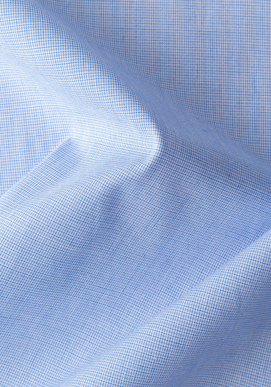 Soft Blue Checked Poplin Shirt