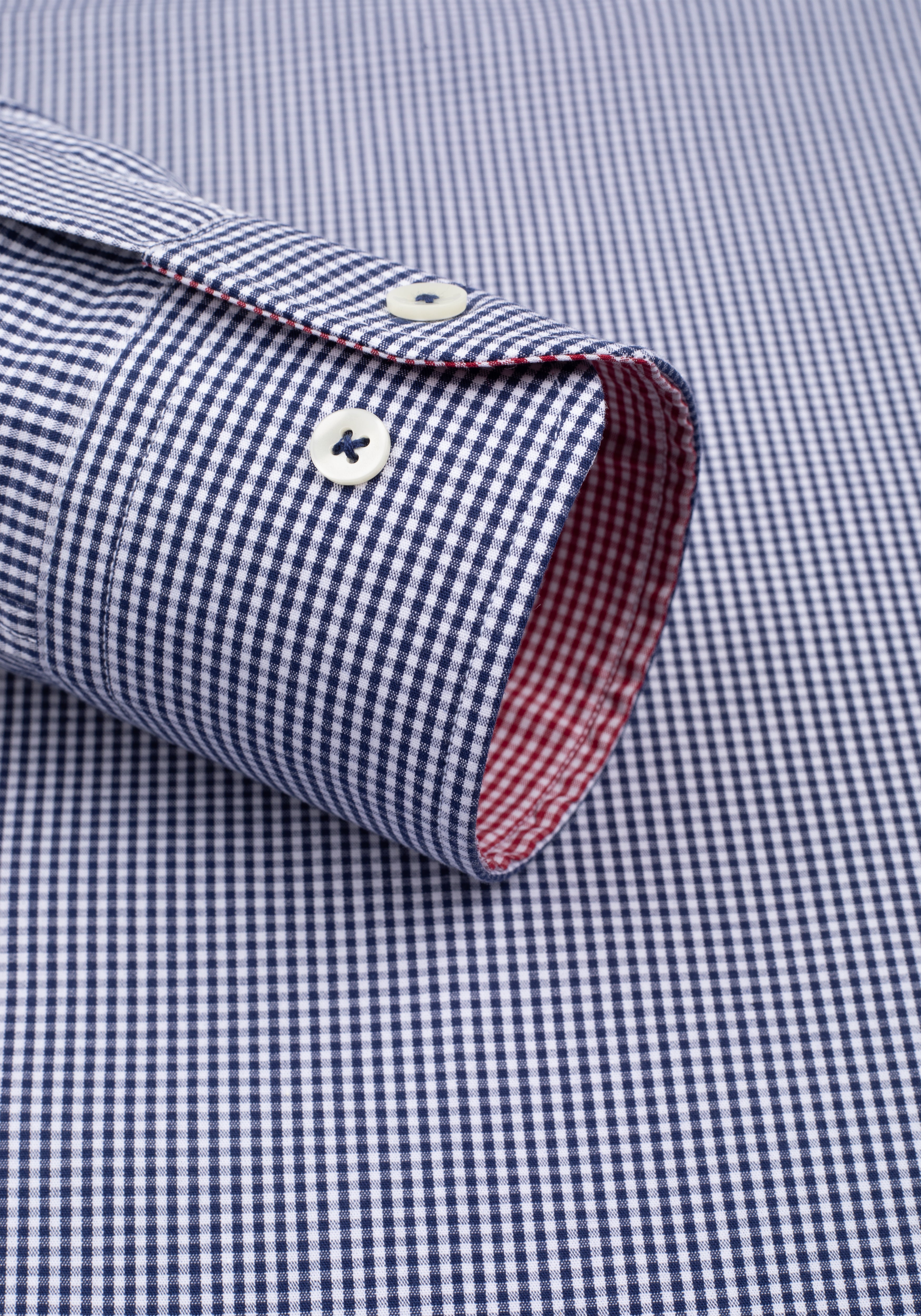 Midnight Navy Checked Cotton Lycra Shirt