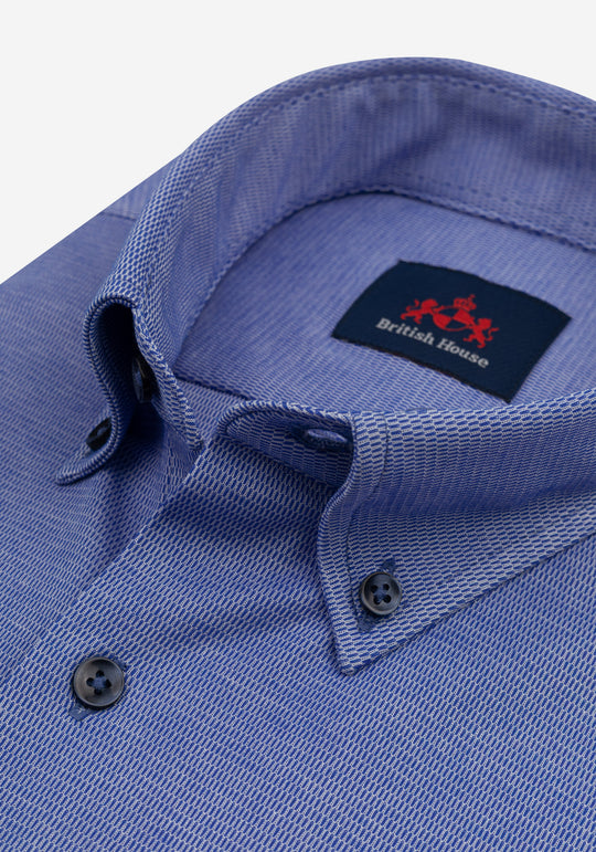 Serene Blue Knitted 4-Way Stretch Shirt
