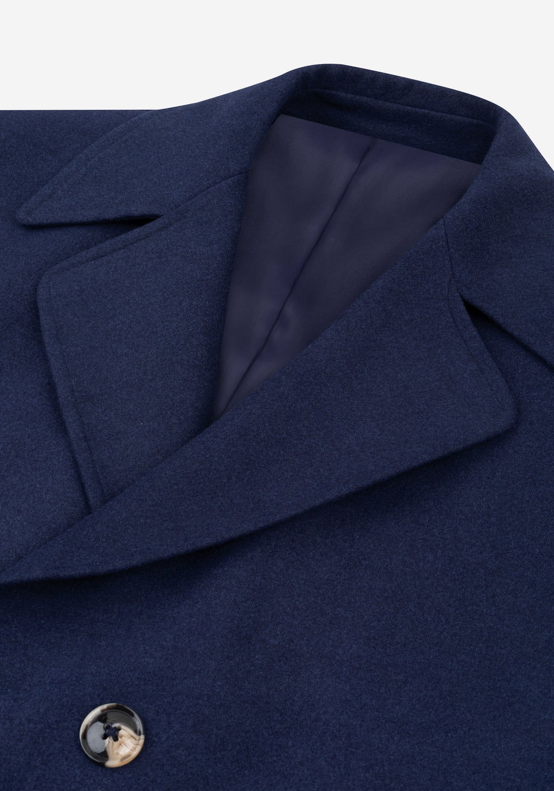 Marine Blue Double-Breasted Poly Coat