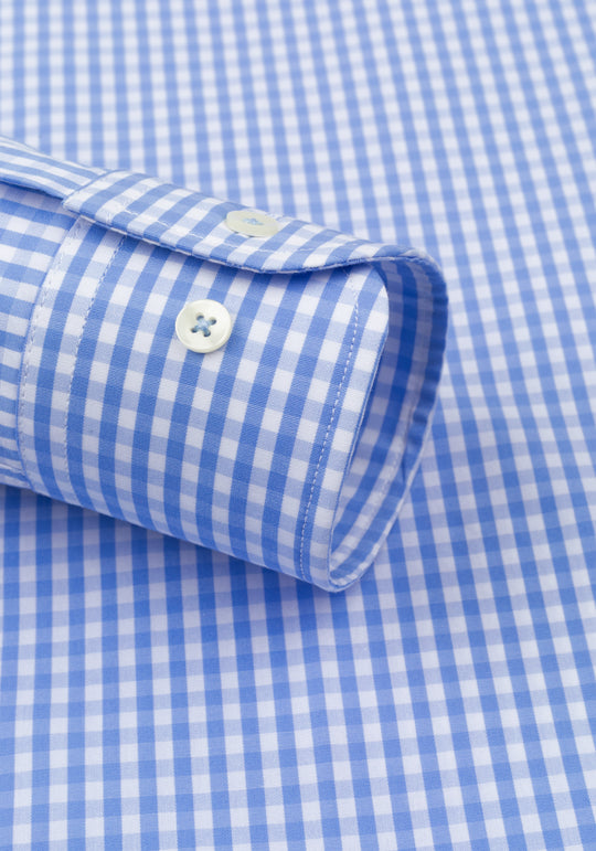 Faded Blue Checked Poplin Shirt