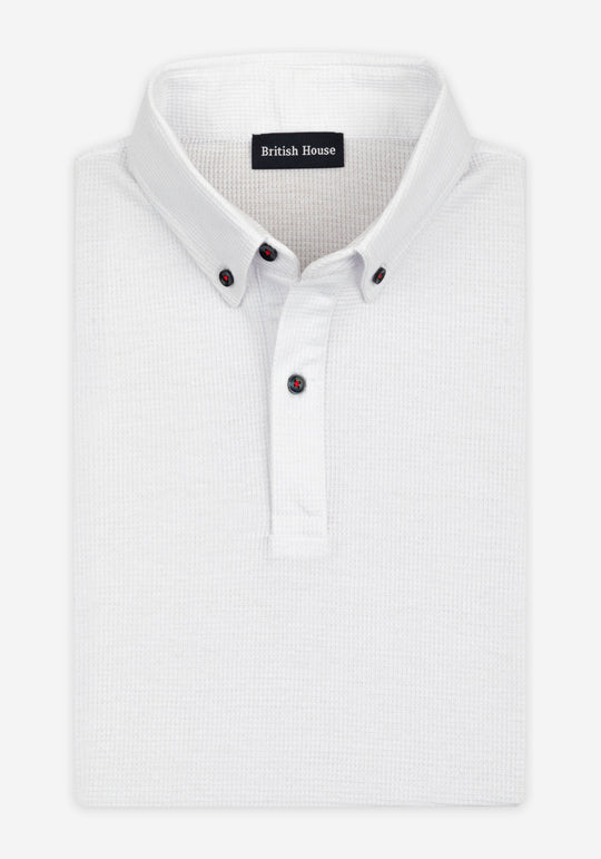 Moonlight White Waffle Polo Shirt