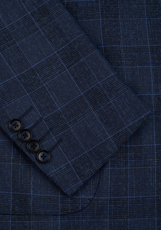 Contemporary Fit Dusk Blue Checked Blazer