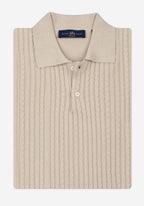 Powder Beige Braided Knitted Polo Shirt
