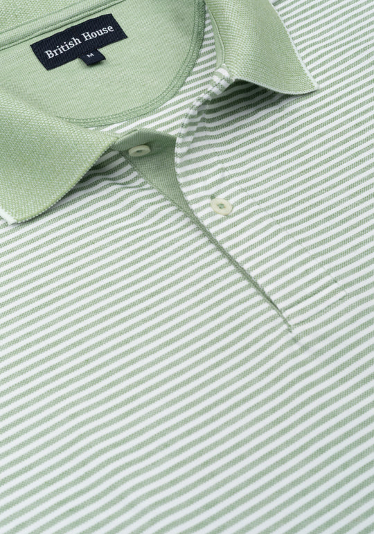 Bud Green Stripe Cotton Polo Shirt