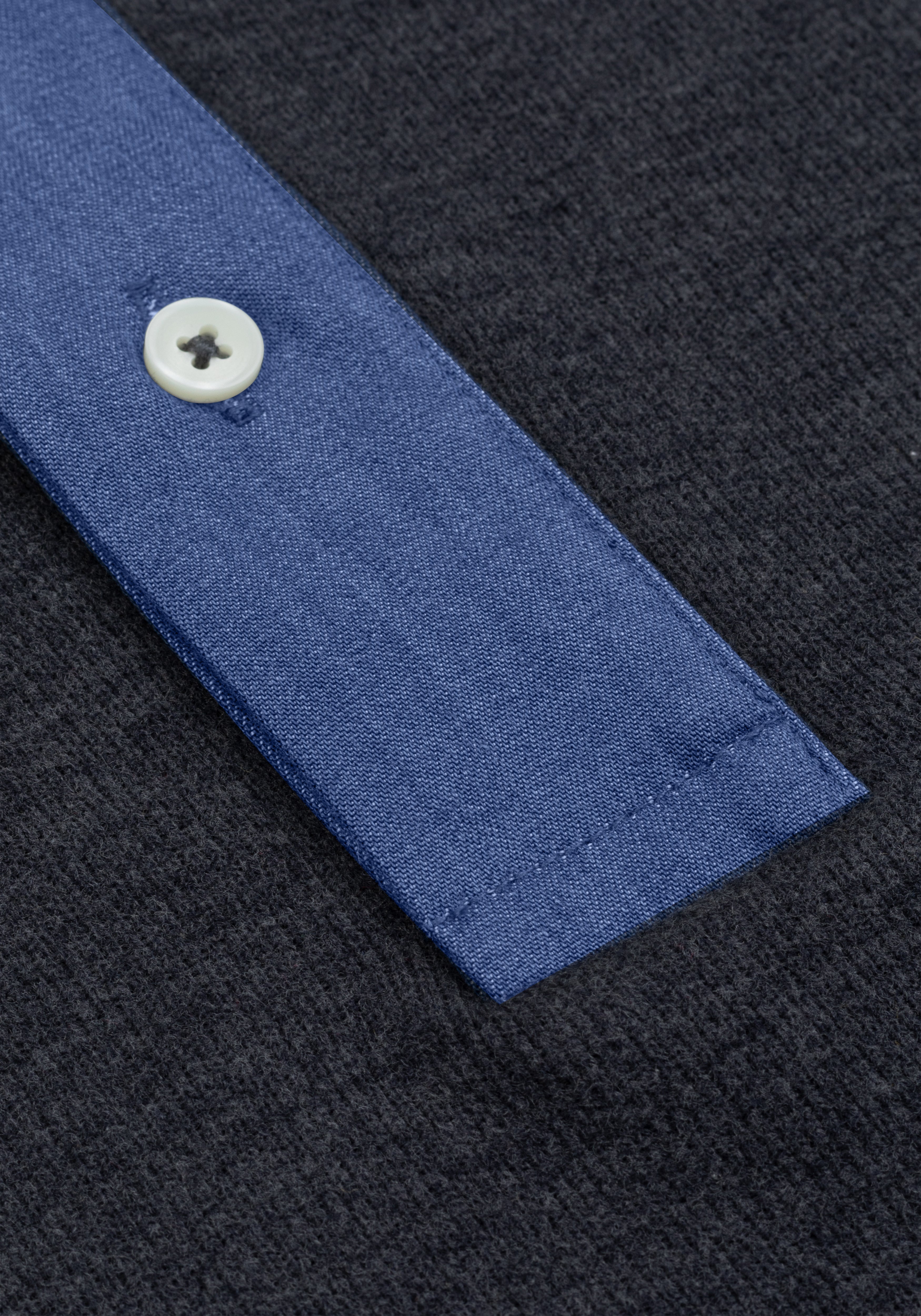 Dim Grey Cotton Polo Shirt - Long Sleeve