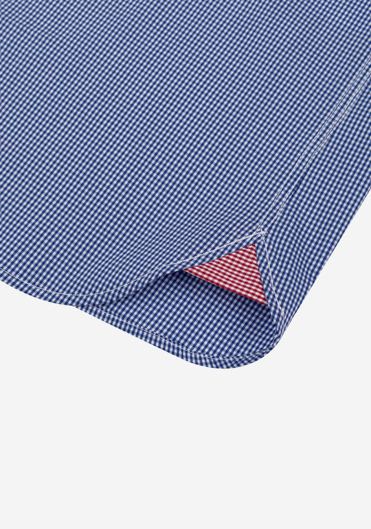 Royal Blue Checked Cotton Lycra Shirt