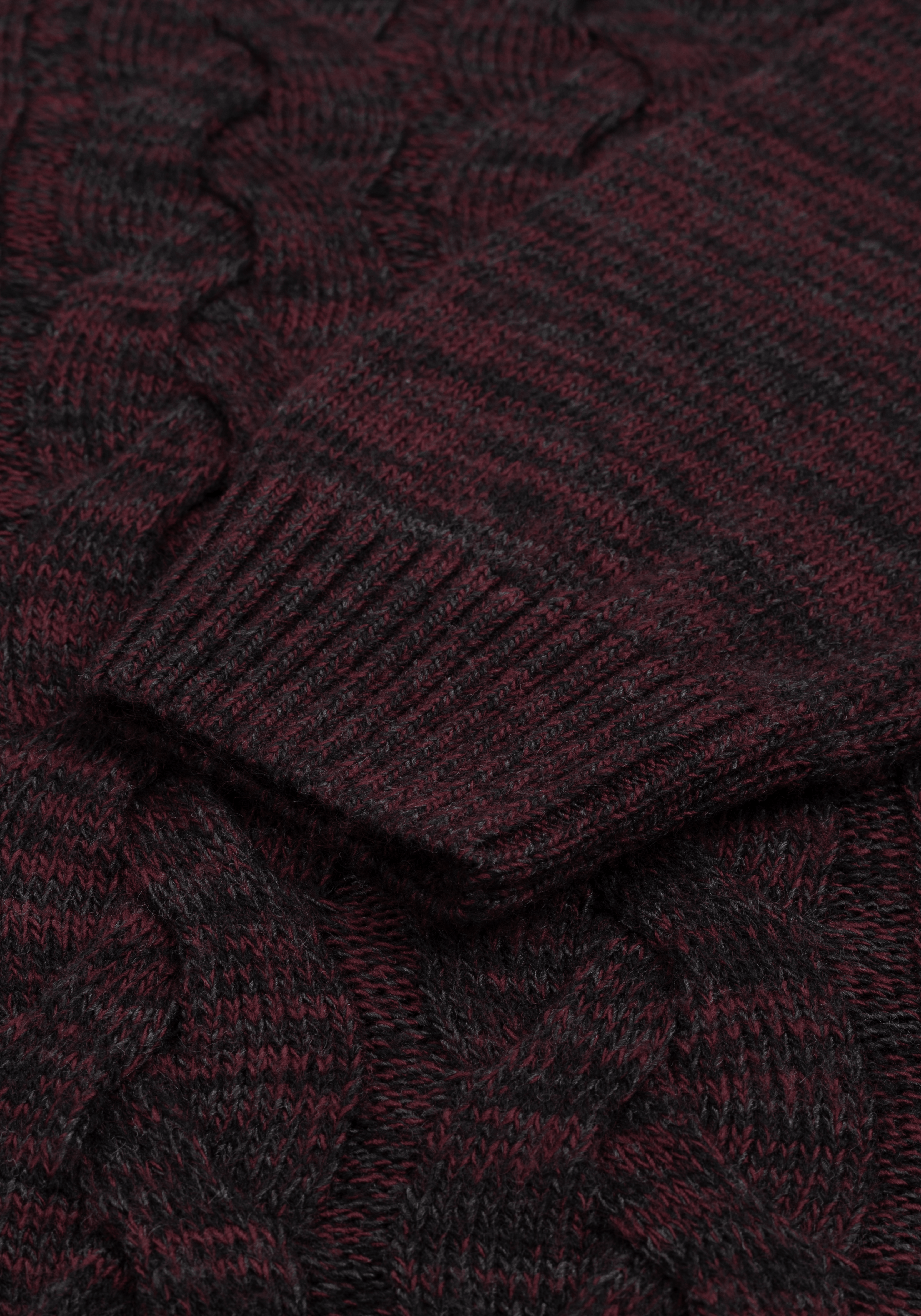 Rustic Burgundy Braided Zipped Pullover