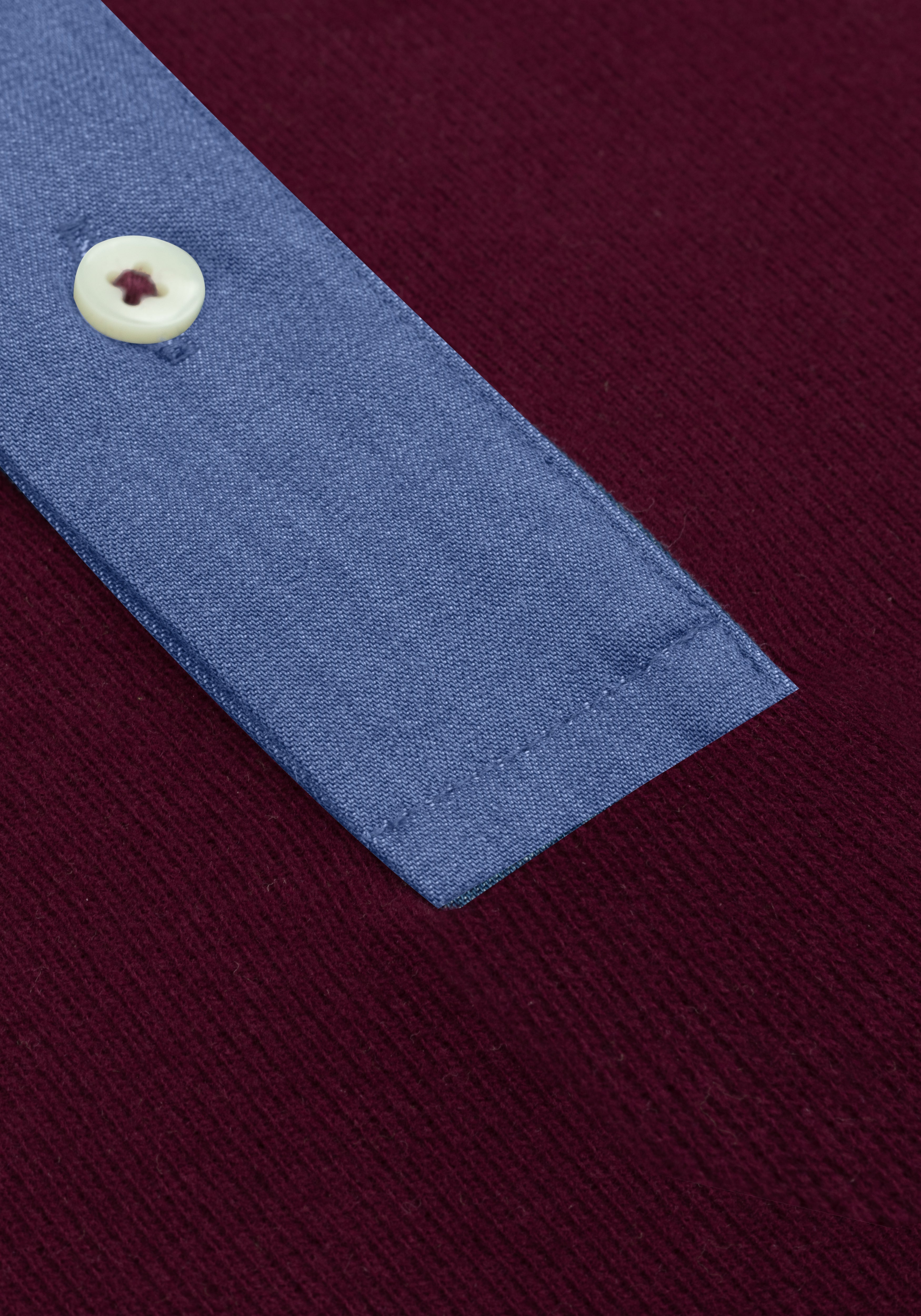 Midnight Burgundy Cotton Polo Shirt - Long Sleeve