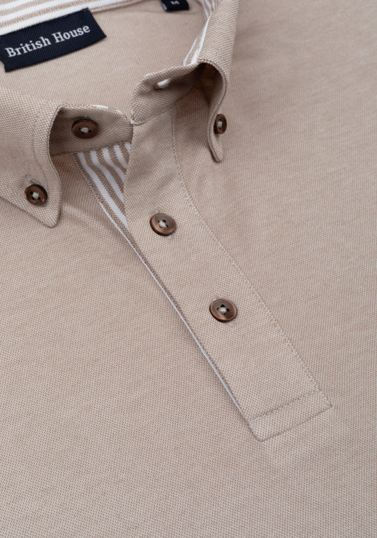 Dull Beige Cotton Polo Shirt