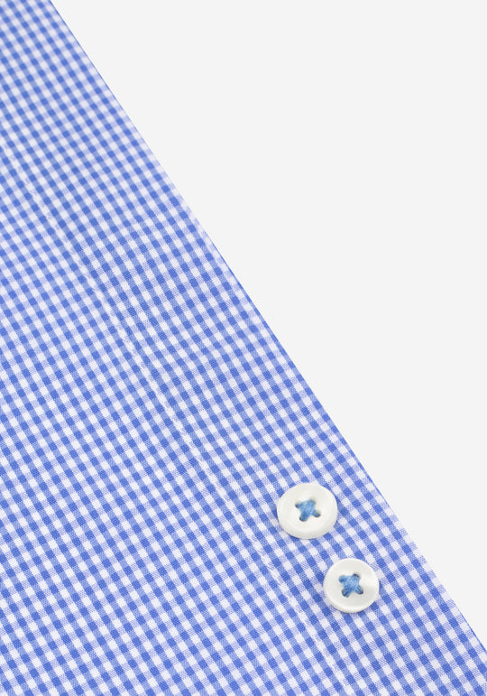 Majesty Blue Checked Cotton Lycra Shirt