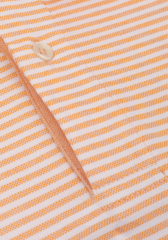 Mild Orange Stripe Cotton Polo Shirt