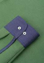 Moss Green Cotton Polo Shirt - Long Sleeve