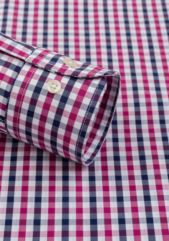 Claret Burgundy Checked Oxford Shirt