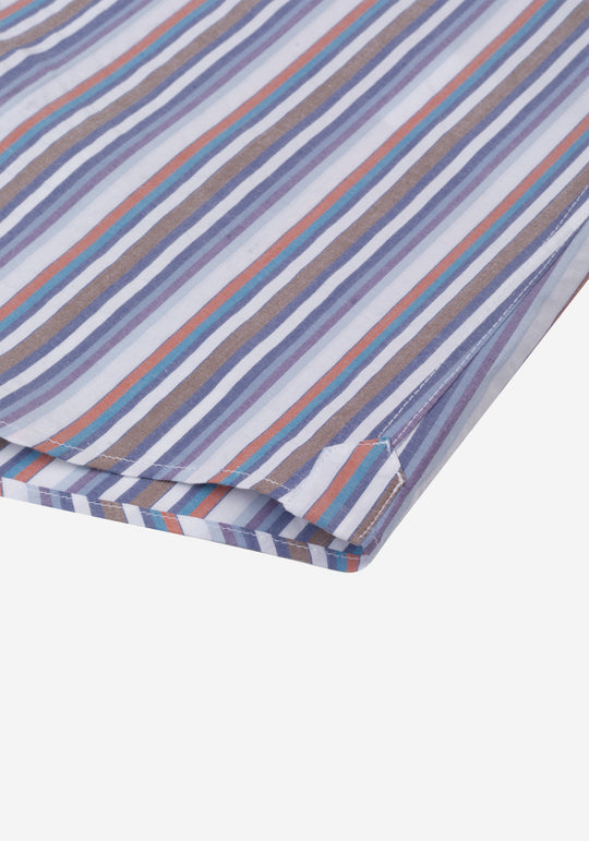Earthy Parti-Colored Stripe Poplin Shirt