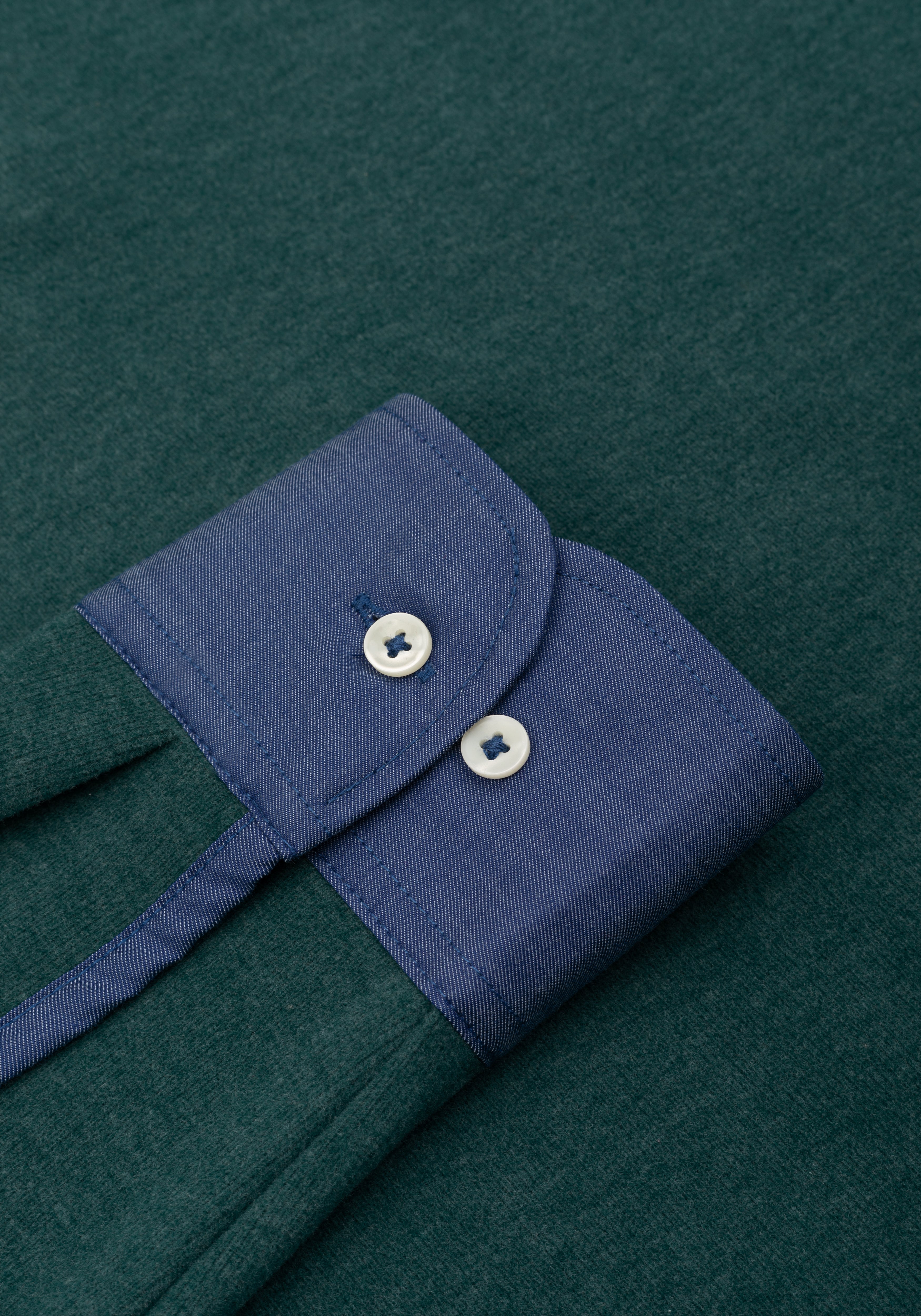 Forest Green Cotton Polo Shirt - Long Sleeve