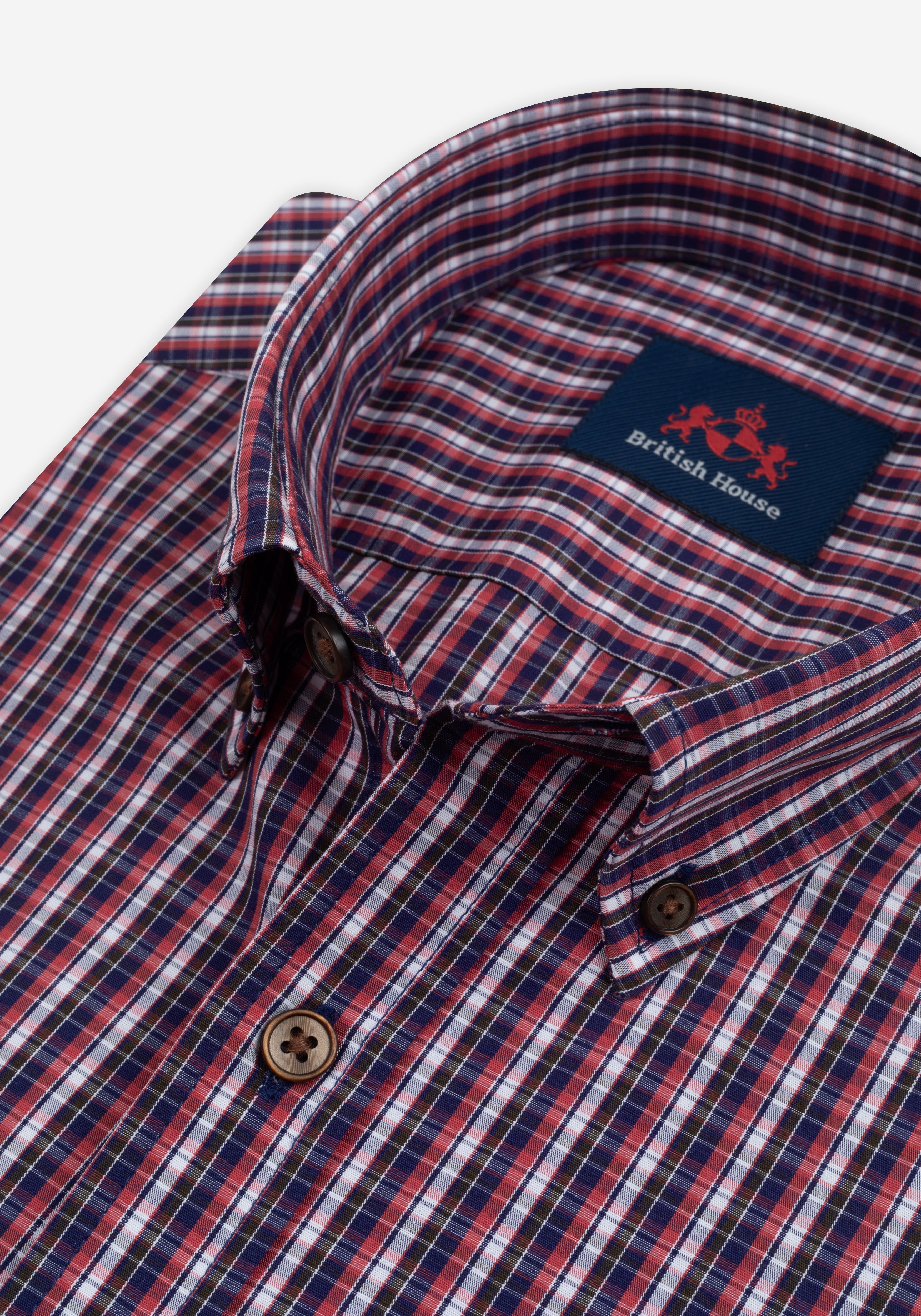 Vintage Navy Red Checked Twill Shirt
