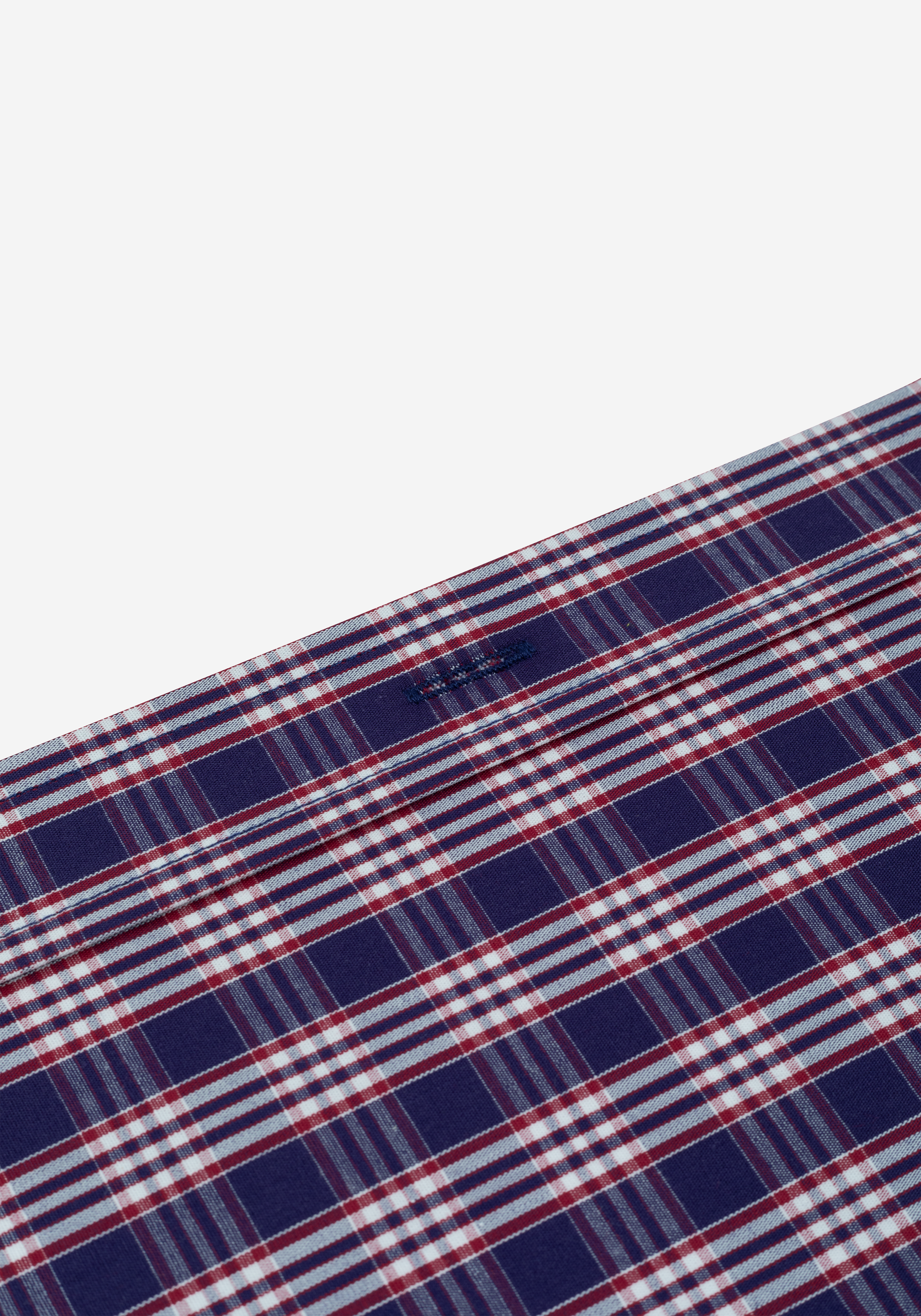 Deep Navy Red Checked Twill Shirt