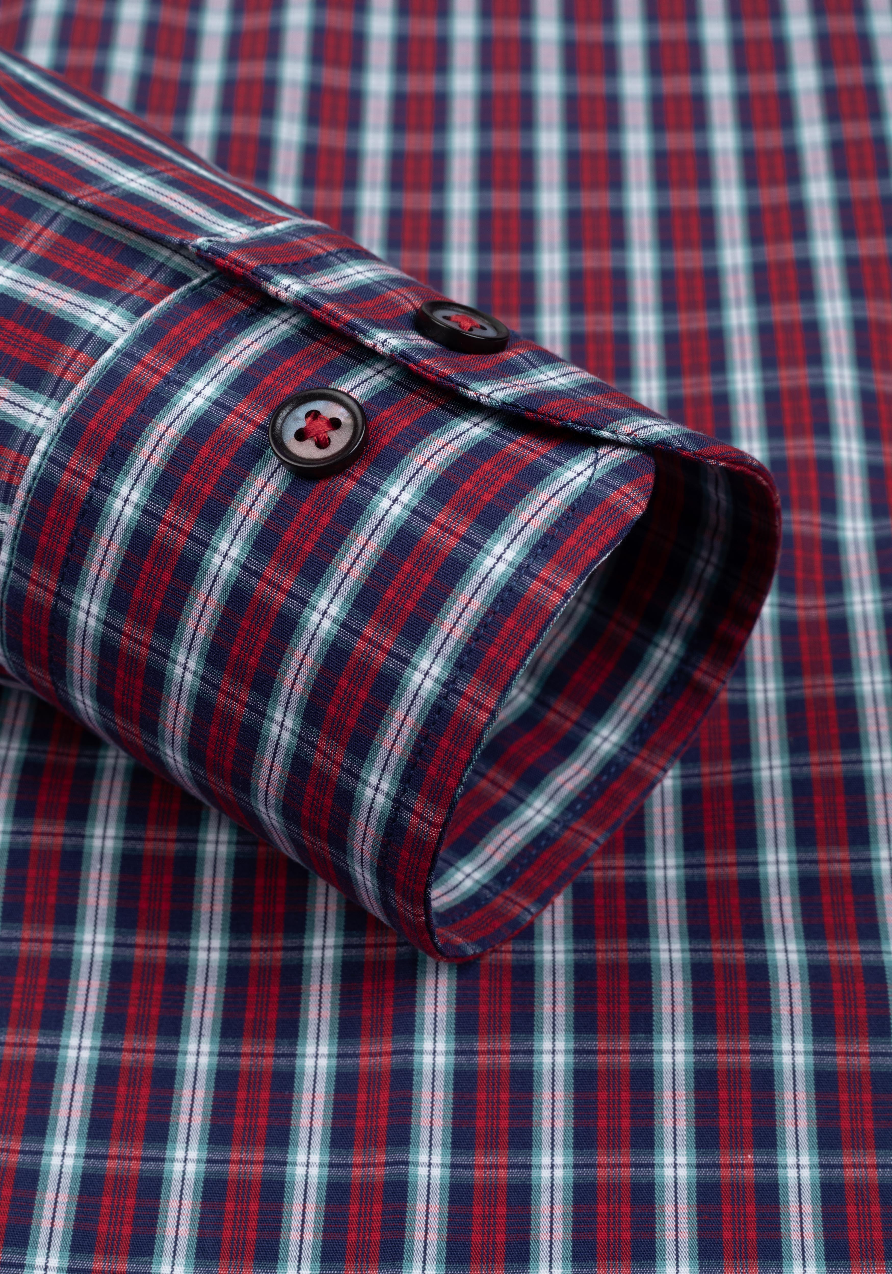 Red Navy Checked Twill Shirt
