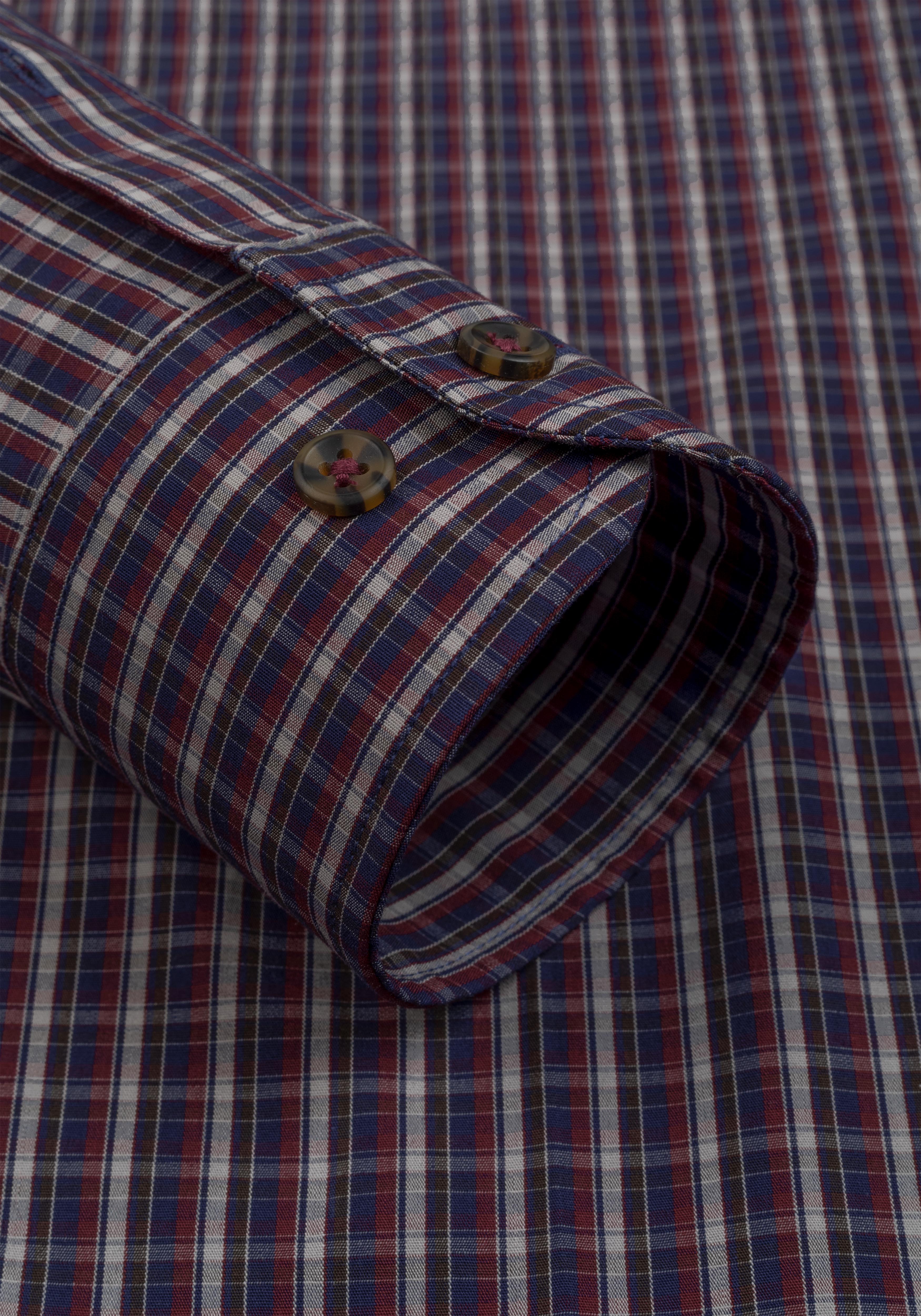Rustic Navy Red Checked Twill Shirt