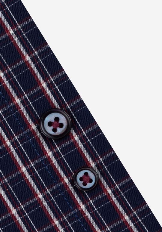 True Navy Red Checked Twill Shirt