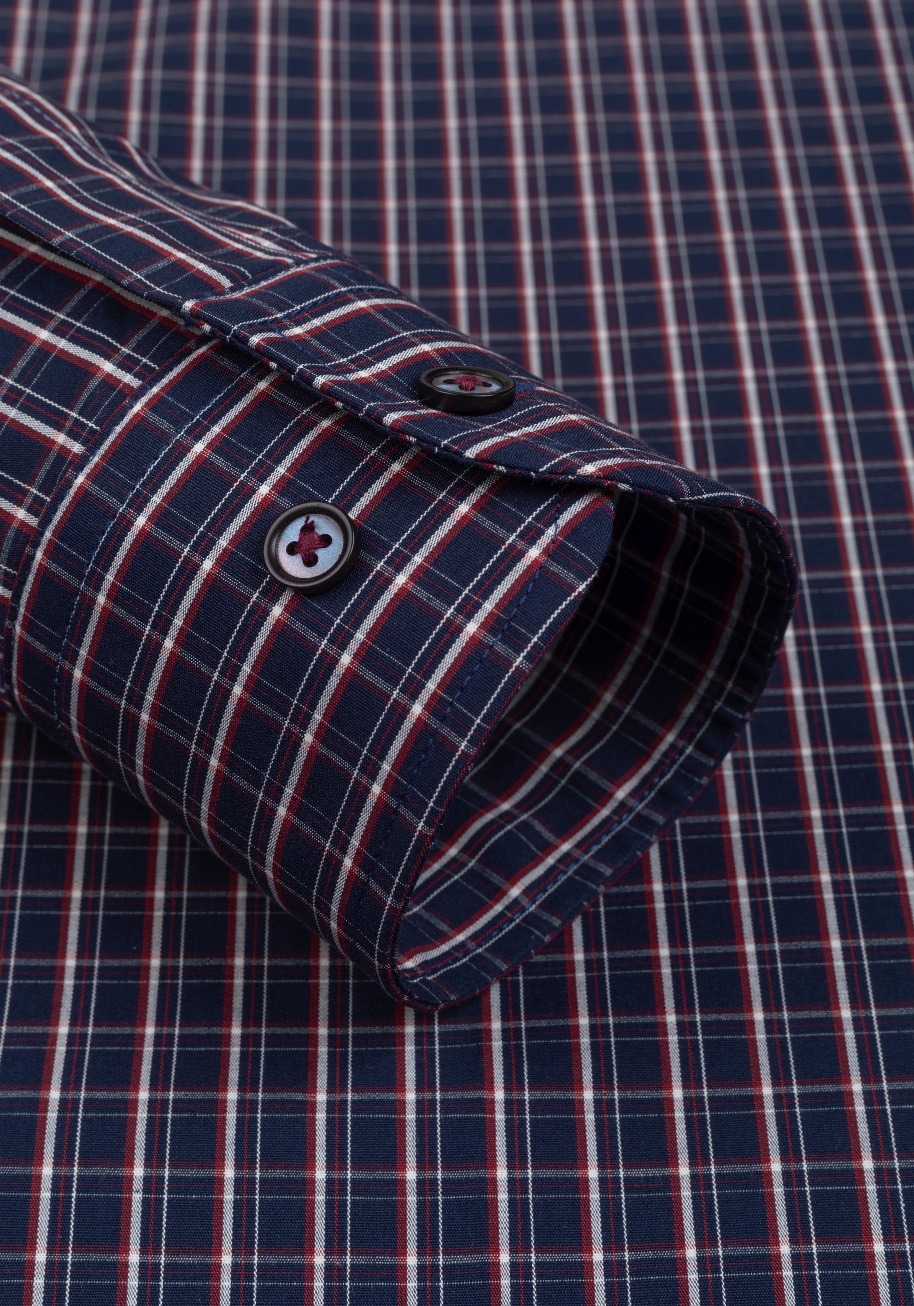 True Navy Red Checked Twill Shirt