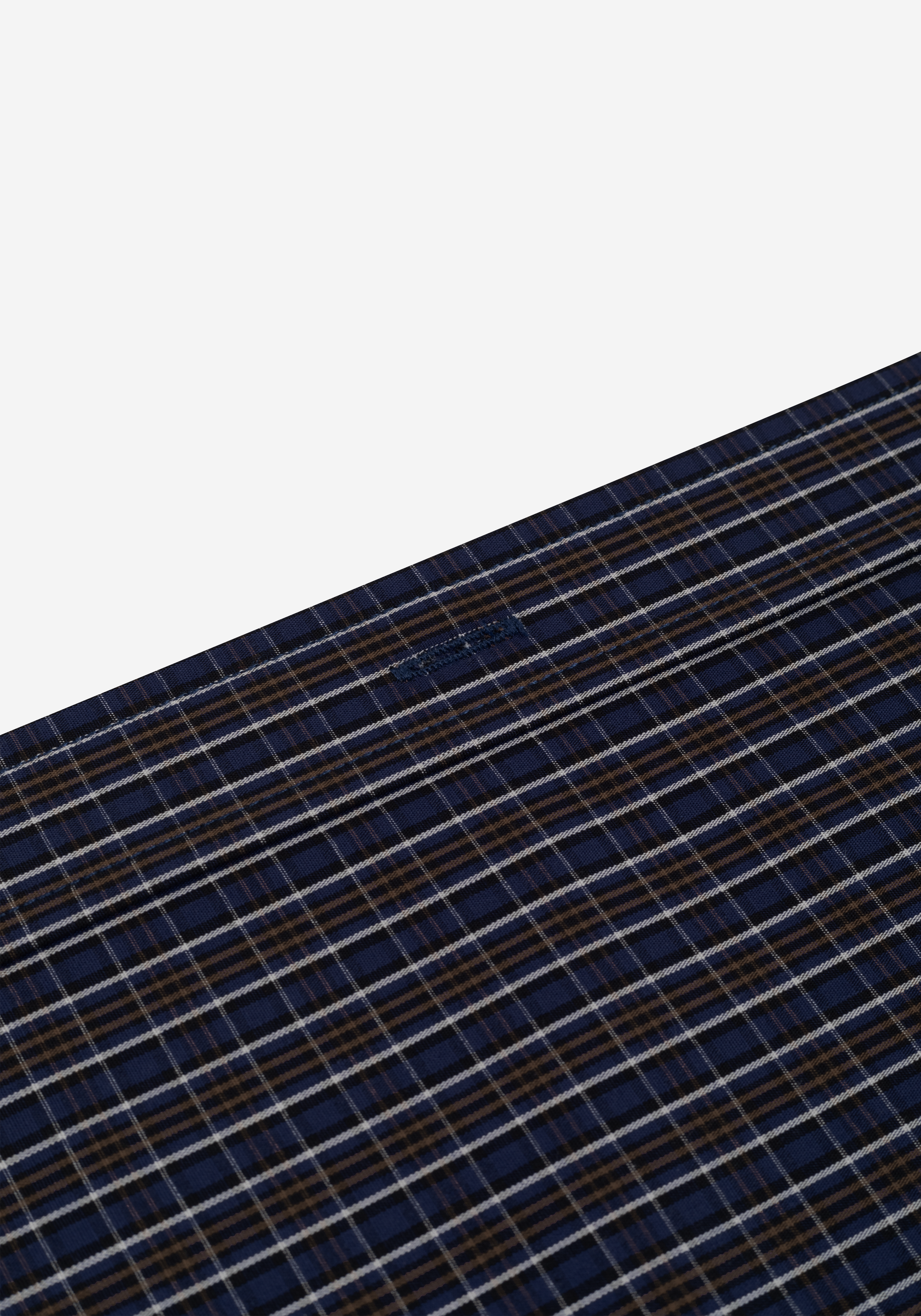 Midnight Navy Brown Checked Twill Shirt