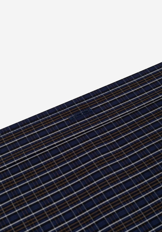 Midnight Navy Brown Checked Twill Shirt