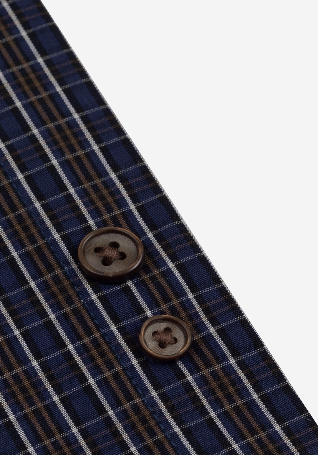 Midnight Navy Brown Checked Twill Shirt