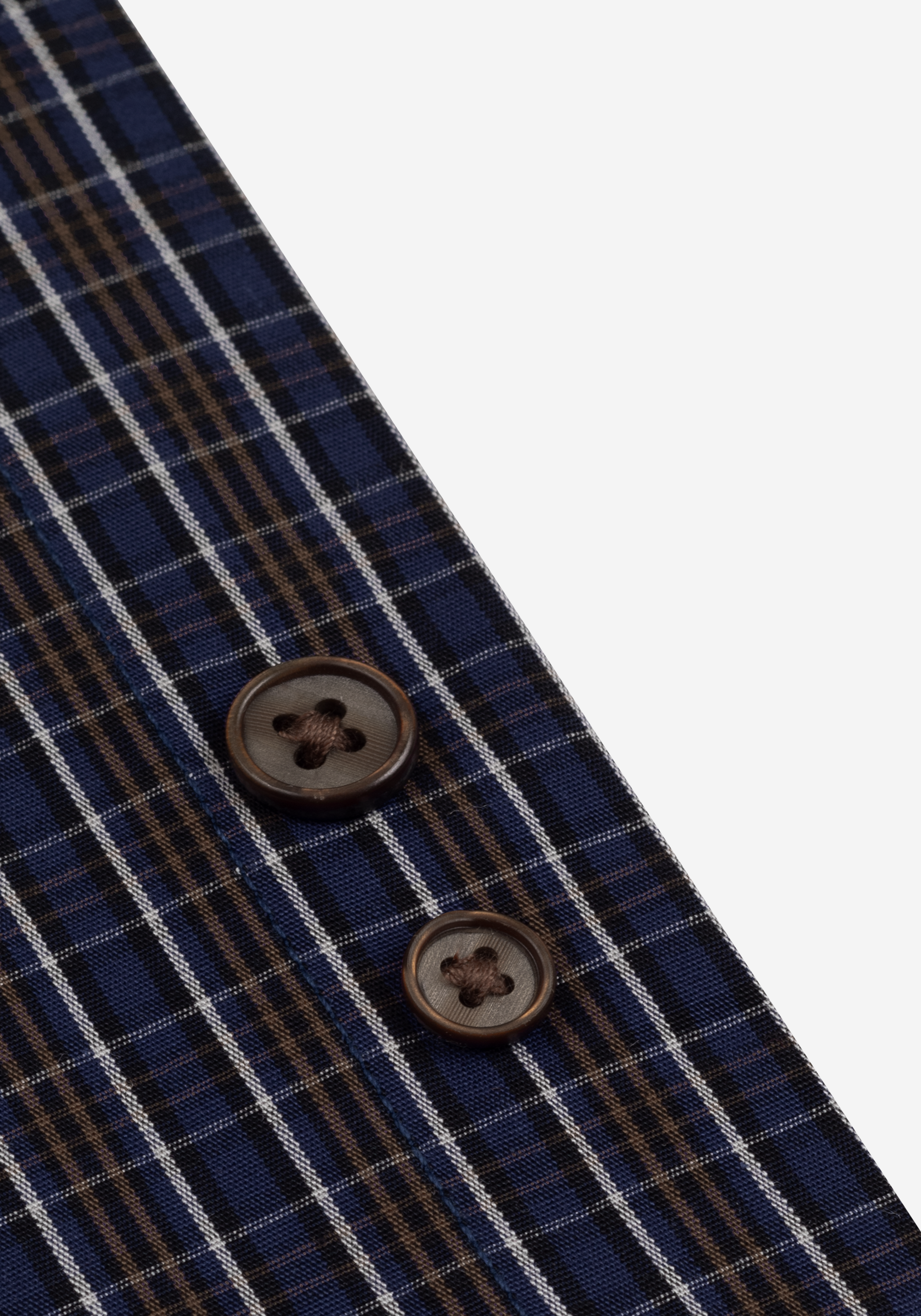 Midnight Navy Brown Checked Twill Shirt