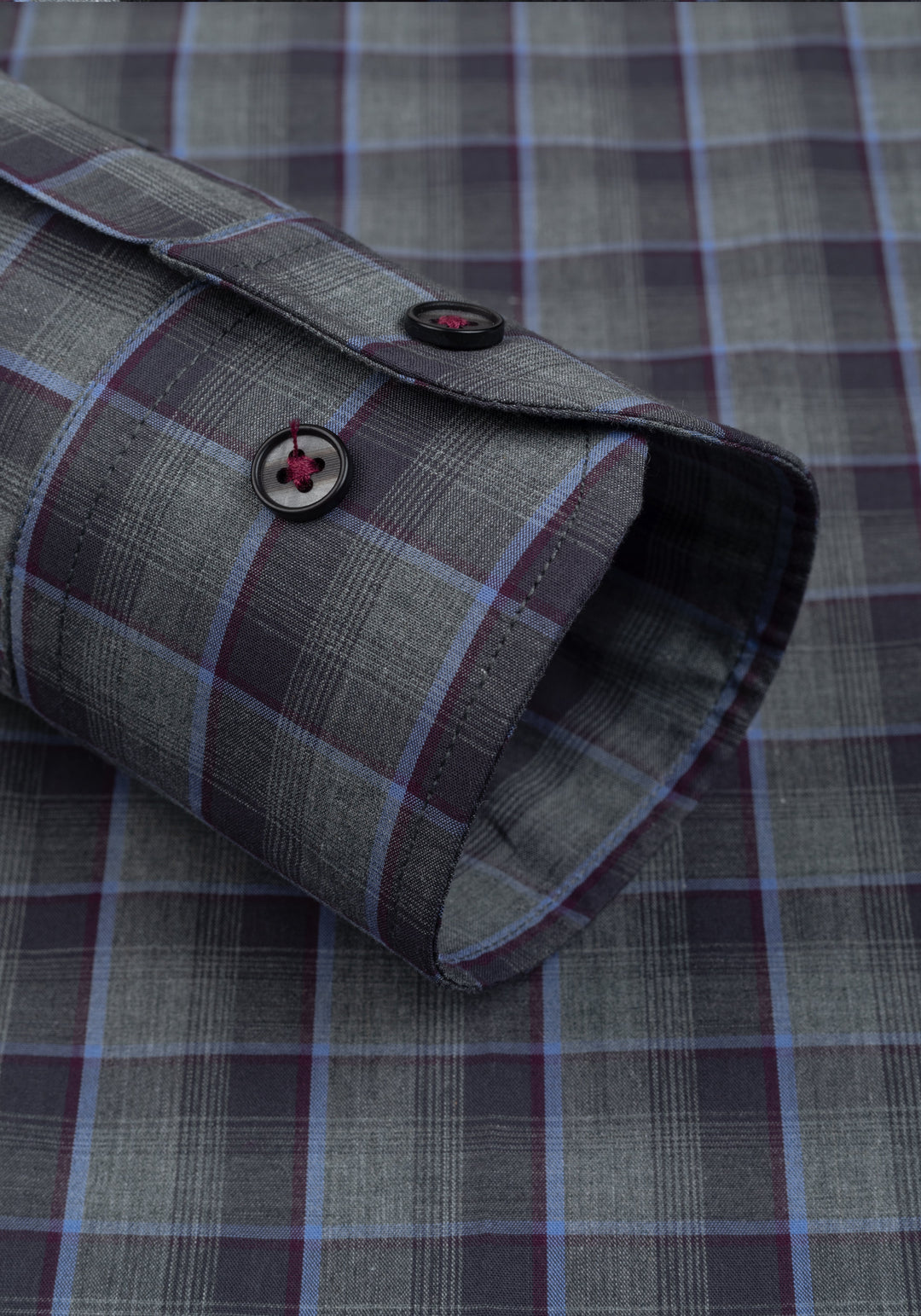 Shadow Grey Navy Checked Twill Shirt